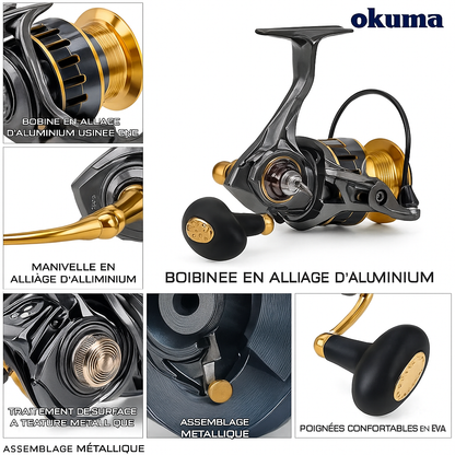 Moulinet de Pêche en Métal Original Okuma 22KG Drag