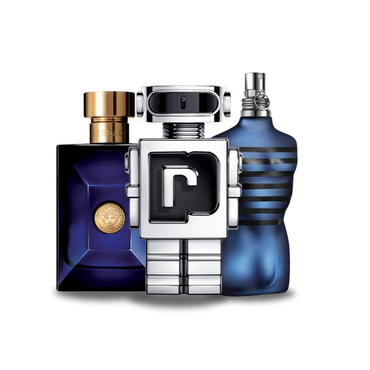 Set van 3 parfums: Versace DYLAN BLUE, Paco Rabanne PHANTOM, Jean Paul Gaultier ULTRA MALE 100 ml